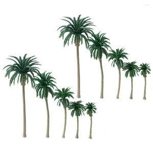 Figurines décoratives en forme d'arbre à fleurs, 10 pièces, ornement de bureau pour plage, Jungle tropicale, Luau, fournitures de fête hawaïenne