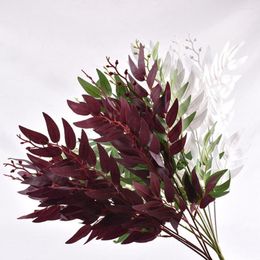 Fleurs décoratives tendance réaliste arrangement floral de conservation fraîche branche de feuilles de saule artificielles fausse plante résistante aux UV décor à la maison
