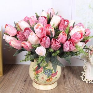 Fleurs décoratives tulipe fleur artificielle vraie touche faux Bouquet pour la décoration de mariage blanc rouge Rose maison jardin décor de noël