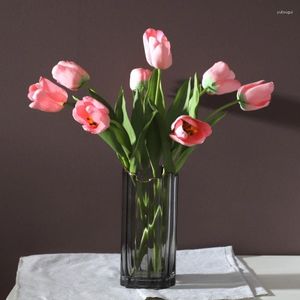 Fleurs décoratives Bouquet artificiel de fleur de tulipe 52 cm PE mousse faux bureau à la maison décor de mariage jardin en soie