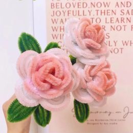 Fleurs décoratives barre de torsion tige tuyau jouets bâton torsadé Rose fleur Bouquet bâtons artificiel à la main en peluche bande progressive