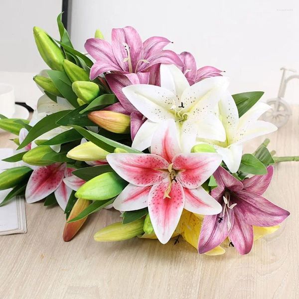 Fleurs décoratives deux et un Bud Single Artificial Flower Wedding Decoration Home El Restaurant Office Outdoor Garden