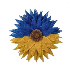 Fleurs décoratives Guirlande ukrainienne Porte en bois Couronne suspendue Drapeau de l'Ukraine Décoration de tournesol bleu et jaune Accessoires de photographie de fête