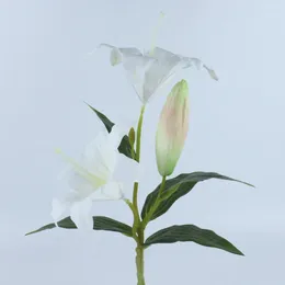 Decoratieve bloemen unieke 4 kleuren langdurige PVC helder gekleurde 3 koppen lelies kunstmatige bloem duurzaam