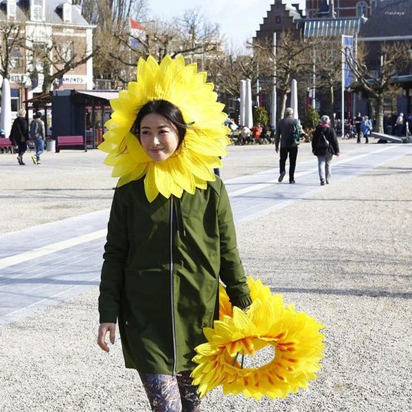 Flores decorativas Únicas y divertidas giras giroctorias para niños adultos fáciles de usar sombrero de vestuario novedoso amarillo