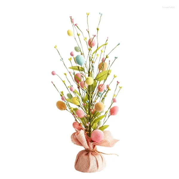 Flores decorativas Flores de Pascua únicas, huevos, decoraciones para árboles de tallo, se destacan en suministros de fiesta, decoración llamativa