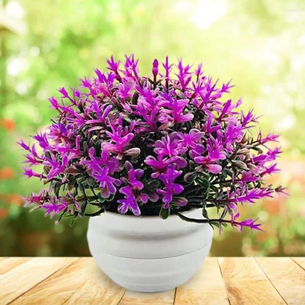 Flores decorativas, maceta de hierba simulada única, plástico ecológico, simulación colorida, bonsái, plantas falsas, suministros para fiestas