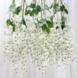 Fleurs décoratives haut de gamme fleur artificielle 110CM glycine maison plafond suspendu abélien guirlande rotin pour mariage toile de fond décoration