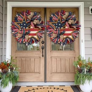 Fleurs décoratives USA Wreed Wath Patriotic Flag Garland for Independence Day Festival Célébration Fourniture de fête faite à la main