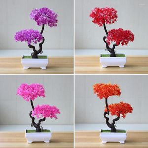 Fleurs décoratives utiles faux bonsaï Mini en pot léger arbre de bureau soins artificiels gratuit