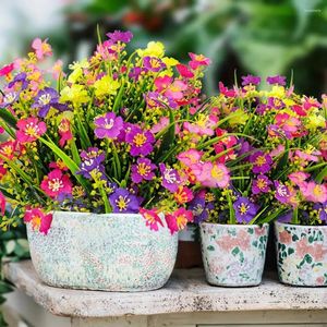 Fleurs décoratives UV Résistant Faux Arbustes Greeries Plantes Pots Décoration Artificiel Indoor extérieur Porche de fenêtre de jardin extérieur décor