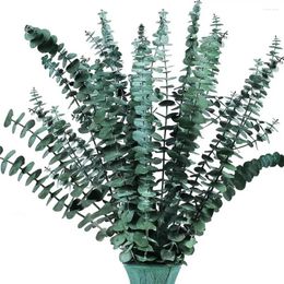 Fleurs décoratives Plante résistante aux UV 10 pièces Branches de feuilles d'eucalyptus naturelles pour la décoration intérieure Vase de plantes vertes non flétries élégant