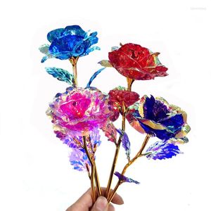 Fleurs décoratives Saint Valentin Creative Gift 24K Rose Gold Lasts Forever Love Wedding Decor Lover Lighting Drop