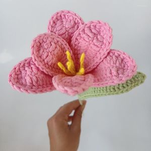 Fleurs décoratives cadeau de la Saint-Valentin fini tulipes Bouquet Crochet faux tricoté à la main à la main maison Table décorer pour mariage