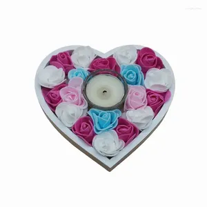 Fleurs décoratives Valentine Candlers de coeur en forme de coeur Roses Bougendolder Romantique Chandelle Roantic Hand Crafted Table Ornements pour mariage