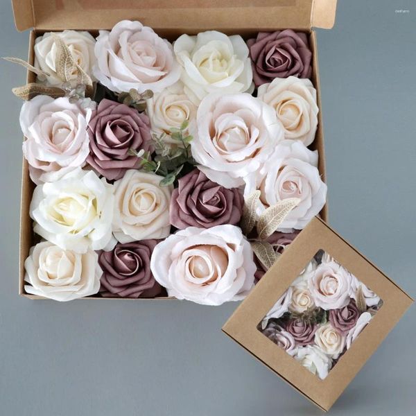 Fleurs décoratives de la Saint-Valentin de la Saint-Valentin Rose Artificielle Boîte de fleurs ornement