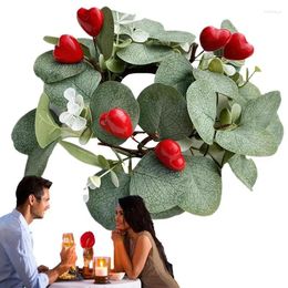 Fleurs décoratives de la Saint-Valentin de la Saint-Valentin Anneaux Valentines Couronne avec un cœur rouge Décorts de saison doux pour le mariage