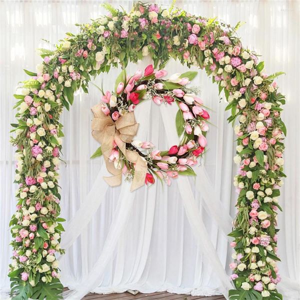 Fleurs décoratives saint valentin pâques décor à la maison tulipe arc Faux guirlande porte suspendue mur vacances atmosphère habiller