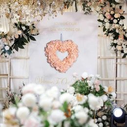 Guirlande de fleurs décoratives suspendues pour la saint-valentin, couronne d'amour de roses, fournitures d'ornement de fête, accessoires muraux de mariage