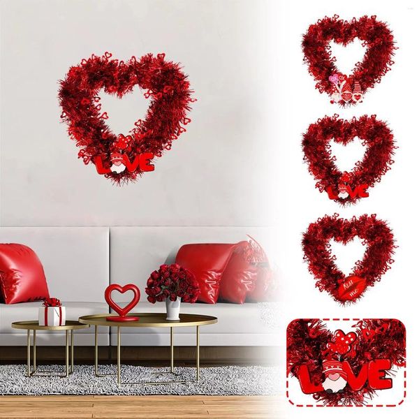 Guirnalda de flores decorativas para el Día de San Valentín, decoración colgante para fiesta, tira de amor, colgante para boda, forma de corazón rojo