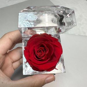 Fleurs décoratives Gift de la Saint-Valentin Immortel Préservé Rose Fleur Crystal Box Boîte Mariage Valentin Valentin Souvenir Cadeaux d'anniversaire éternels