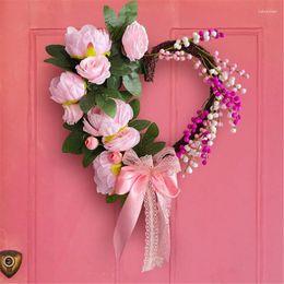 Fleurs décoratives de la Saint-Valentin en forme de coeur en forme de coeur exquis artisanat artisanat artificiel décoration de porte d'entrée parfaite pour la romance gouttes