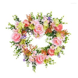 Dekorative Blumen Valentinstag Liebe Girlande Chinesische rosa Rose Simulation Hochzeit Dekoration Anhänger Baby Kranz