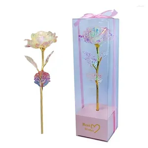 Fleurs décoratives Ornement artificiel de la rose de la Saint-Valentin avec cadeau d'anniversaire Boîte
