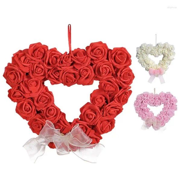 Flores decorativas Día de San Valentín Rose Garland Romántica Amor romántico Diseño de la escena de la boda al aire libre Props del corazón Rojo