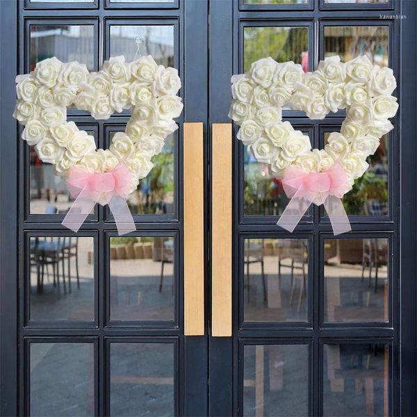 Flores decorativas Día de San Valentín White Rose White 2024 Amor romántico Diseño de la escena de la boda al aire libre Propiedades Garland Patio