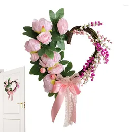 Couronne de fleurs décoratives pour la saint-valentin, résistante aux intempéries, amour pour Romance, guirlande atmosphérique, cheminée réutilisable, balcon, chambre à coucher