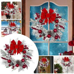 Fleurs décoratives Couronne de la Saint-Valentin pour porte d'entrée décor de Noël rustique composante rouge et blanc avec aspirant à double fenêtre