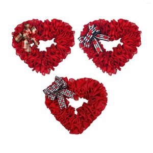 Fleurs décoratives Signe de couronne de la Saint-Valentin décorations en forme de coeur rouge romantique pour la fenêtre murale Proposer le mariage extérieur