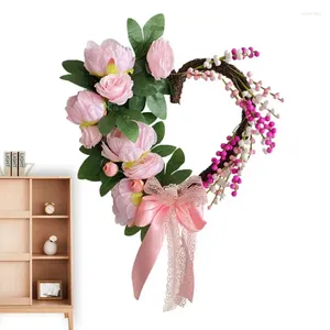 Couronne de fleurs décoratives pour la Saint-Valentin, romantique en forme de cœur, guirlande atmosphérique réutilisable pour cheminée, balcon, chambre à coucher, salon