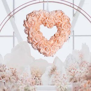 Couronne de fleurs décoratives pour la saint-valentin, pour fête de mariage, cœur de Rose, décoration murale intérieure et extérieure suspendue pour la maison