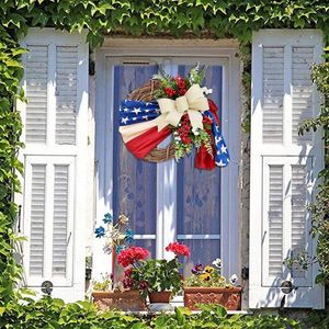 Fleurs décoratives Valentine Signes Pour Couronnes 45cm Guirlande Jour De L'Indépendance Patriotique Et 4 Juillet Décorations Pour La Maison Pivoine Porte D'entrée