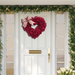 Dekorative Blumen Valentinstag Kranz Tür hängen herzförmige Ornament Anhänger mit Schleife romantisch für Festival Ostern Dekoration