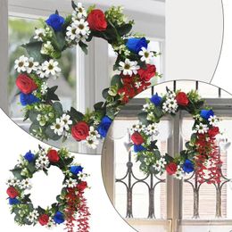 Decoratieve bloemen Valentijnsdag krans met verlichting Amerikaanse 4 juli onafhankelijkheid simulatie Garland deur decoratie Rose