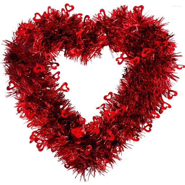 Couronnes de fleurs décoratives pour la saint-valentin, guirlandes rouges en forme de cœur, guirlande d'amour en aluminium, signe mural suspendu pour mariage