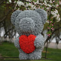 Fleurs décoratives Saint Valentin Cadeau 38 cm Romantique Artificielle Rose Chien Pour Mariage Petite Amie Anniversaire Creative DIY Présent Sans Boîte