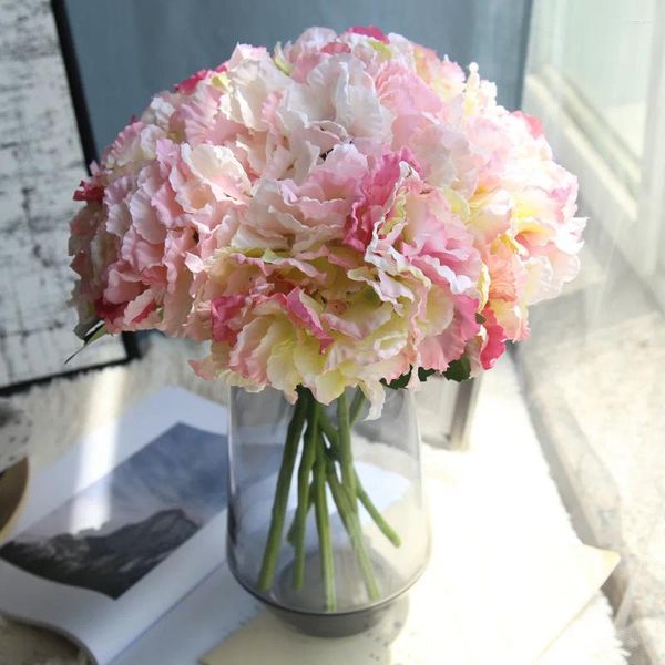 Vase de fleurs décoratives, pivoines artificielles en soie, Bouquet de mariage, hortensia de mariée, arrangements floraux de noël