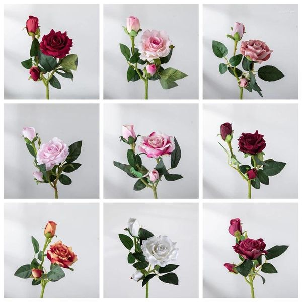 Fleurs décoratives velours Ruyi Rose Imitation fleur fournitures de mariage décoration de la maison Dragon bateau soie artificielle MW0336