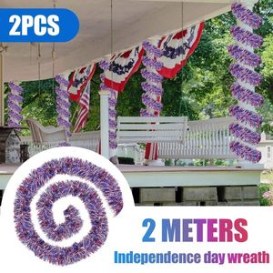 Fleurs décoratives lieu jour indépendance herbe rayures drapeaux Arrangement couronne décoration accroche bougie anneaux décor à la maison