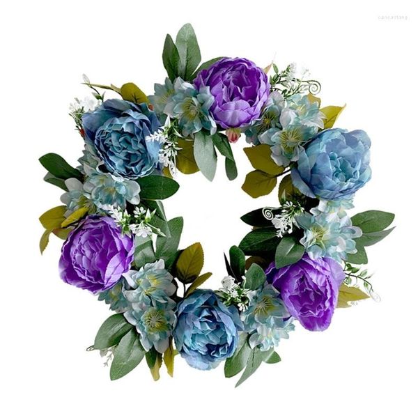 Fleurs décoratives polyvalentes pour porte suspendue ou ornement de noël, couronne florale européenne