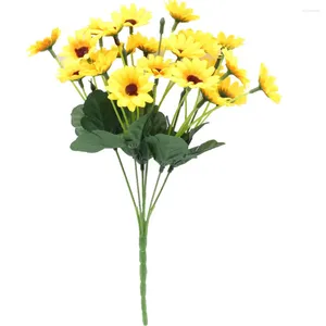 Fleurs décoratives Bouquet de tournesol artificiel vibrant Bouquet de marguerite de longue date parfait pour les mariages et la décoration intérieure