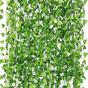 Decorative Flowers Vines For Bedroom Artificial Plants Hanging Plant Silk Leaf Aesthetic Home Party Garden Wall Room Decor