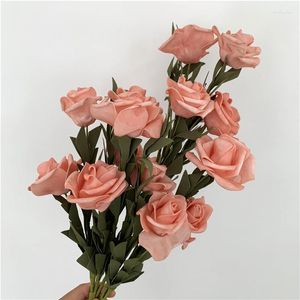 Fleurs décoratives vintage artificiel ins rose réaliste fleur de fleur de mariage bouquet de mariée bricolage bricolage décoration de fête