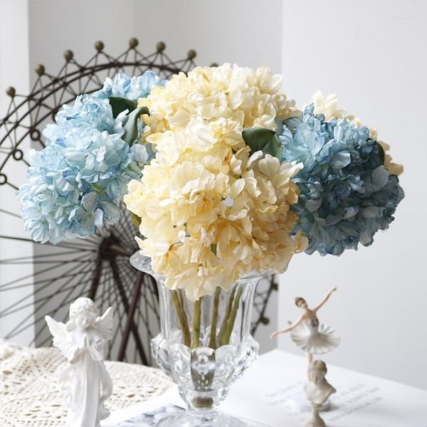 Fleurs décoratives Vintage artificielle grande branche d'hortensia Simulation soie décor fleur Arrangement fournitures maison décoration de mariage