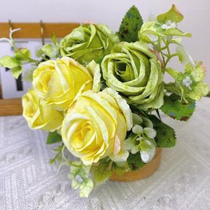 Fleurs décoratives Vintage Pivoine Artificielle Faux Bouquet De Soie Avec Tige Pour La Maison De Mariage Table Centres De Table Bureau Chambre Décor
