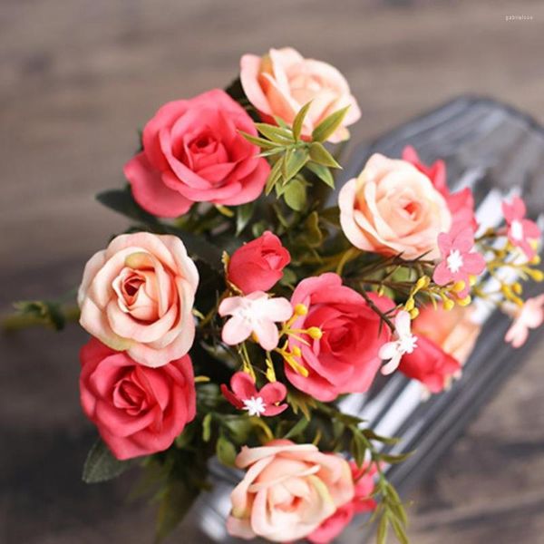 Fleurs décoratives Vintage soie artificielle petite Rose mariage faux Festival fournitures décor à la maison Bouquet bricolage fête idée cadeau